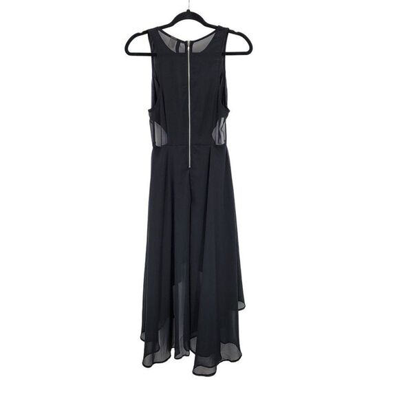 Divided H&M Gothic High Low Midi Maxi Dress 10 Black Sheer Side Cutout Punk - Picture 7 of 13